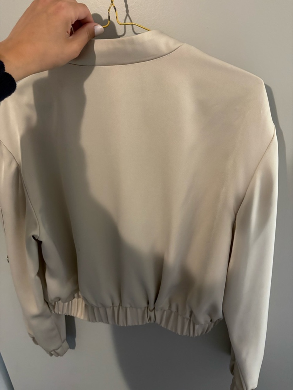 Zara Satin Light Cream Bomber Jacket - Picture 4 of 4